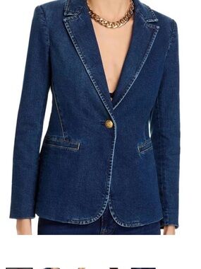 Alice + Olivia Dark Blue Denim Blazer Jacket